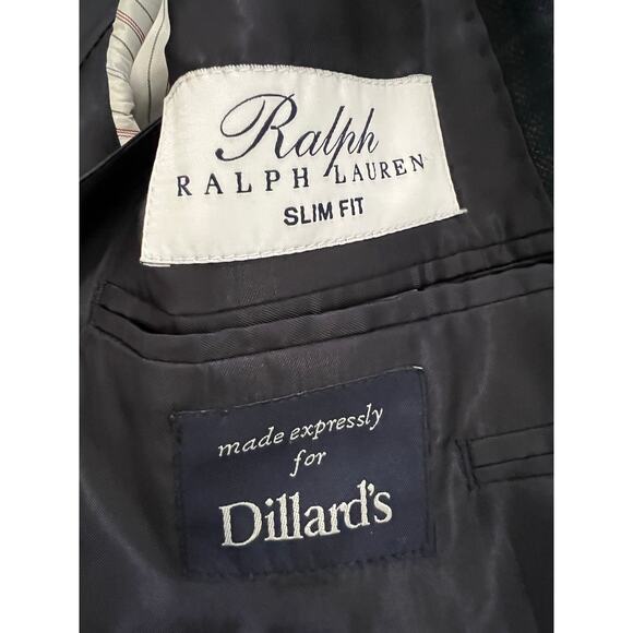 Ralph Lauren Slim Fit Blazer 38R Navy Micro Check  Sport Coat Men Wool Canada - Picture 9 of 11